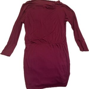 Lanston Cowl Neck Quarter Sleeve Burgundy Dress – Siro Micro Modal Size S